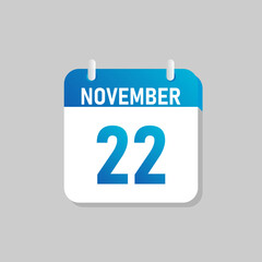 White daily calendar Icon November in a Flat Design style. Easy to edit Isolated vector Illustration.