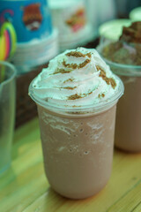 Cocoa juice with whipped cream