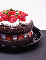 chocolate cake with strawberries