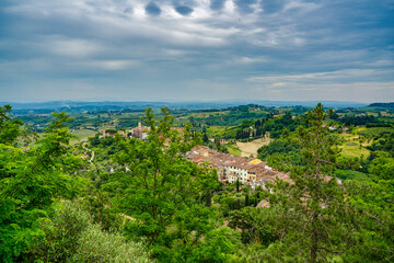 Fototapeta na wymiar Panorama on the town of San Miniato from the square of the Tower Tuscany Italy