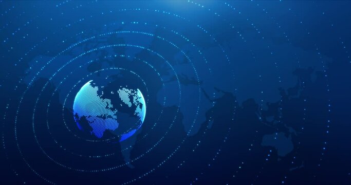 Spinning globe sphere in modern and elegant style, for the cyber and futuristic concept, rotation world, orbit earth for technology background, with a depth of field effect