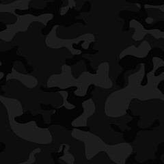 Black camouflage pattern, classic trendy night fashion design. vector illustration