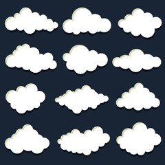 
clouds vector symbol on blue background, cloud icons.