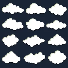 Tuinposter  clouds vector symbol on blue background, cloud icons. © Sanvel