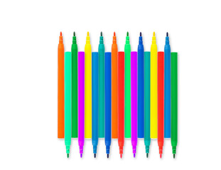 Colored markers on a white background