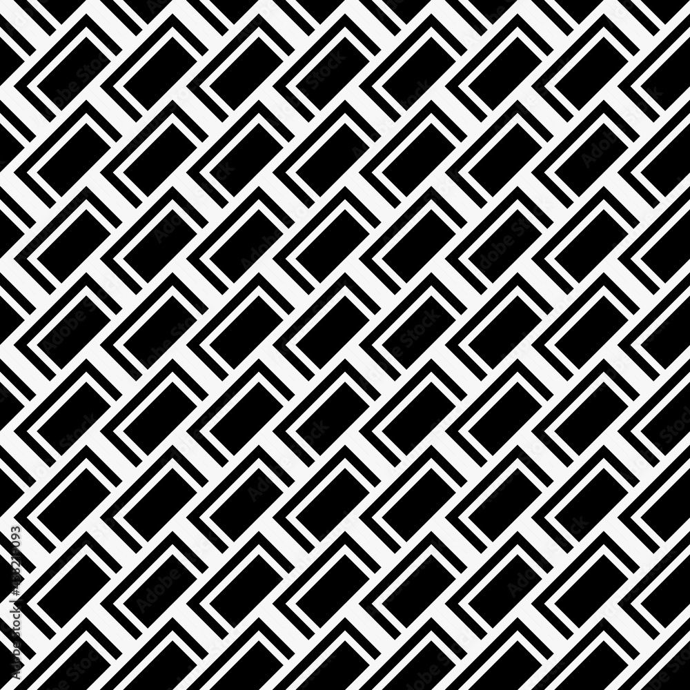 Poster Black tile diagonal pattern. Vector simple and seamless monochrome rectangles.