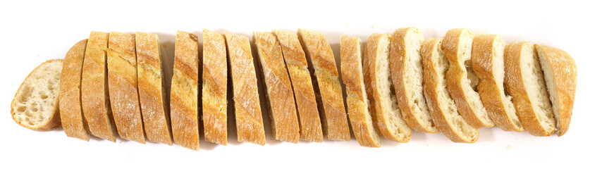 Ciabatta Brot, Weißbrot in Scheiben Panorama - Freigestellt