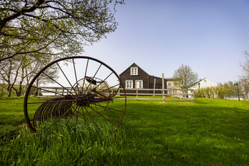 Arbaer open-air museum preserves historic Icelandic homes at suburbs of Reykjavik to show the...