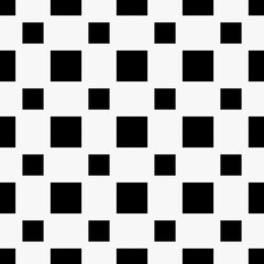 Black small and large squares. Vector seamless squares ornament.