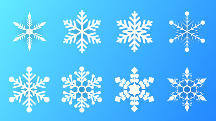 Snowflake is white color  isolated on blue background ,Vector illustration EPS 10