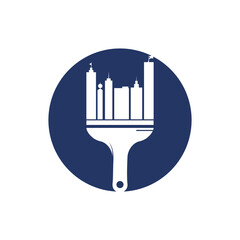 City paint brush vector logo design. Building renovation repair construction icon.