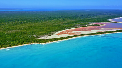 Ocean Tropical Beach Forest Landscape Caribbean Palms Lagoon