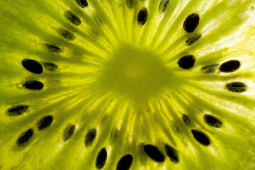 slice of kiwi fruit on a full frame. horizontal format
