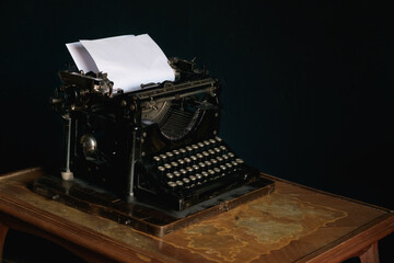 Vintage typewriter ready to go. Copy space. Copy writing concept