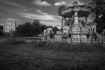 Fototapeta na wymiar Villa Pamphili Rome, Italy. long exposure black and white photography 