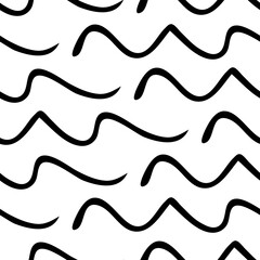 Seamless pattern with doodle wavy lines