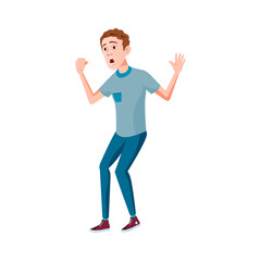 casucasian man screaming and support sportive team on sport arena cartoon vector. casucasian man screaming and support sportive team on sport arena character. isolated flat cartoon illustration