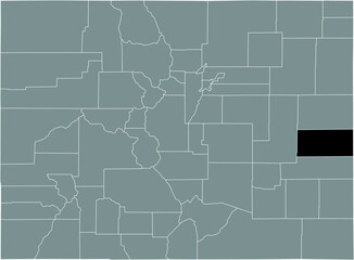 Black highlighted location map of the US Cheyenne county inside gray map of the Federal State of Colorado, USA