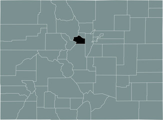Black highlighted location map of the US Clear Creek county inside gray map of the Federal State of Colorado, USA