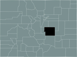 Black highlighted location map of the US El Paso county inside gray map of the Federal State of Colorado, USA