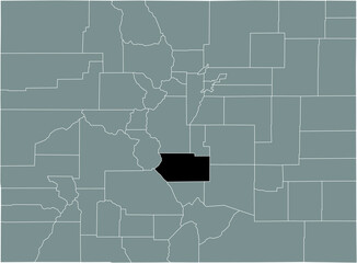 Black highlighted location map of the US Fremont county inside gray map of the Federal State of Colorado, USA