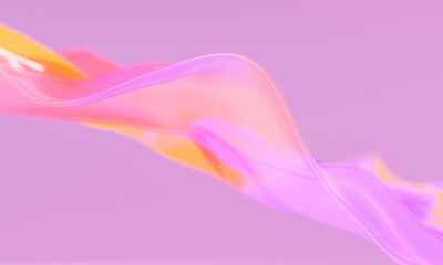 Abstract gradient background. Colorful 3d render. Holographic shape in motion. Iridescent digital art for banner background, wallpaper. Transparent glossy design element. Modern art