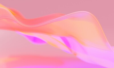 Abstract gradient background. Colorful 3d render. Holographic shape in motion. Iridescent digital art for banner background, wallpaper. Transparent glossy design element. Modern art