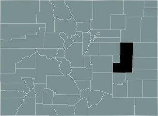Black highlighted location map of the US Lincoln county inside gray map of the Federal State of Colorado, USA
