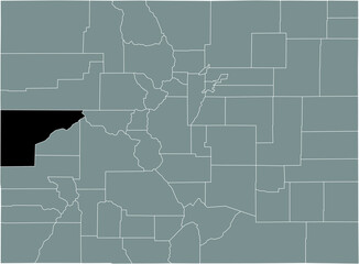 Black highlighted location map of the US Mesa county inside gray map of the Federal State of Colorado, USA