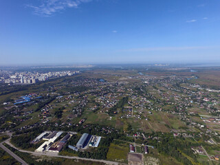 Aerial view of the saburb landscape (drone image). Near Kiev