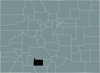 Black highlighted location map of the US Rio Grande county inside gray map of the Federal State of Colorado, USA