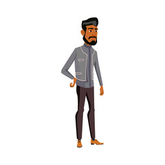 bearded indian guy standing on terrace cartoon vector. bearded indian guy standing on terrace character. isolated flat cartoon illustration