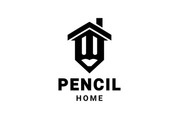 Double meaning logo design which forms Home Pencil