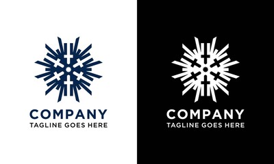 snowflake logo and cross logo design inspiration.