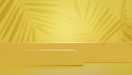 3d render of minimal display podium with summer season background concept. Minimalist pedestal for web banner and mock up.