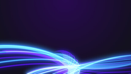 Abstract background of neon lines.Futuristic Sci-Fi Blue Banner.Dynamic laser wave.3d rendering,illustration.