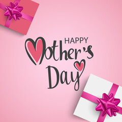 Mathers day poster with gifts and wishes in pink design