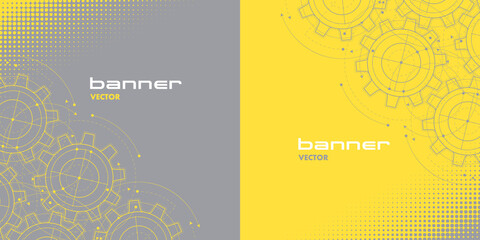 Technical drawing of gears .Technology trendy background.Rotating mechanism of round parts .Fashionable Colors of the year 2021. Vector illustration.