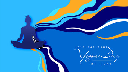 illustration of woman for 21 june-international yoga day web banner EPS10 vector.