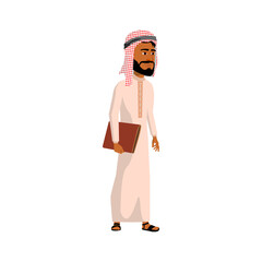 arabic man businessman with documents in folder in court cartoon vector. arabic man businessman with documents in folder in court character. isolated flat cartoon illustration