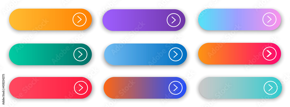 Poster web buttons flat design template with color gradient and thin line outline style. vector isolated re
