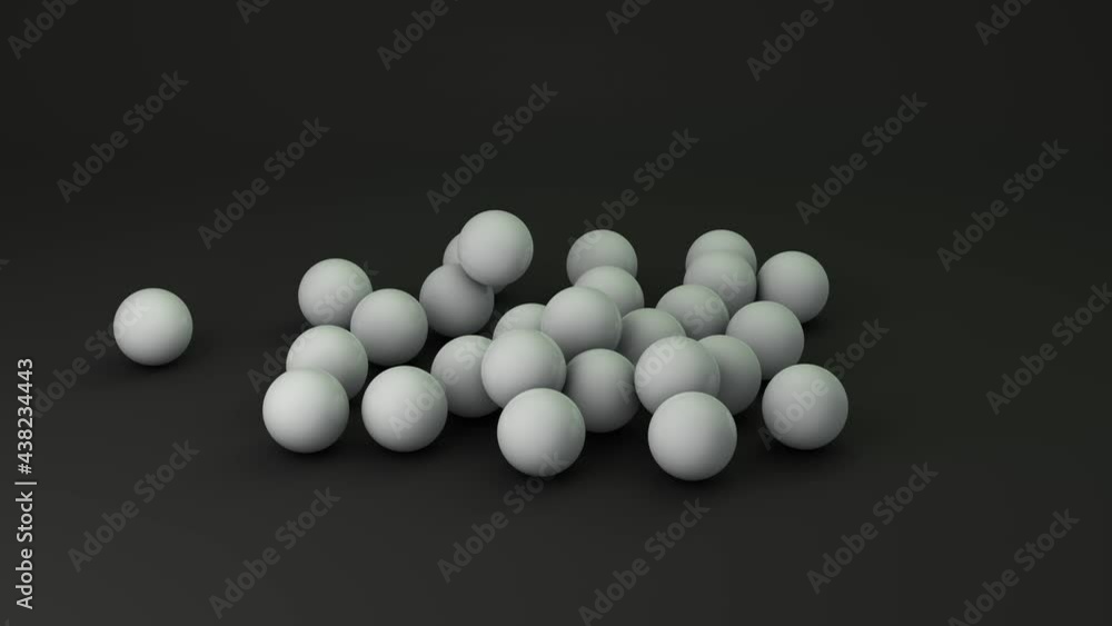 Poster 3d animation of a white cube that splits into many cubes that turn into spheres and back into cubes 