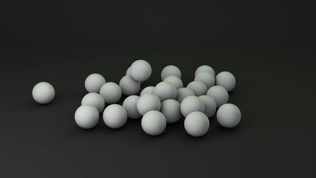 3d animation of a white cube that splits into many cubes that turn into spheres and back into cubes that disappear. #d abstract animation.