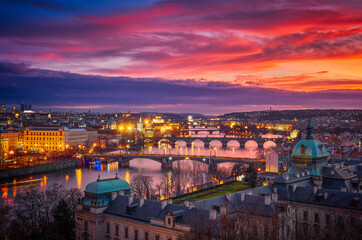 Fototapeta premium Sunset over Prague