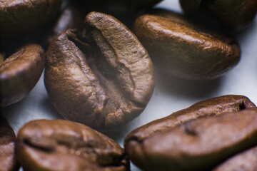 coffee beans close-up macro a background