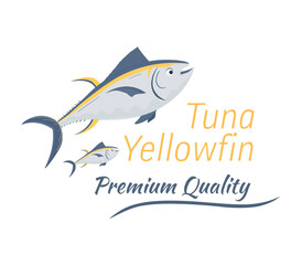 Tuna fish seafood - flat vector icon.