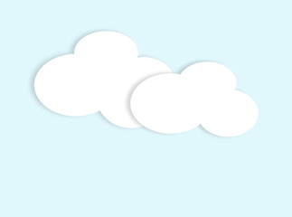 Applique with paper white clouds on blue background as sky, cutout mockup, blank notes with space for text , in applique style