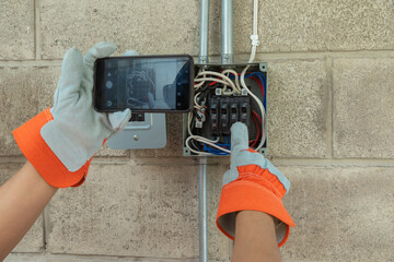 Electrical technician man working