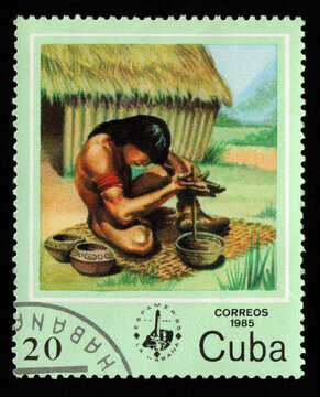 Cuban stamp dedicated to American Indians. Postage stamp about indigenous people