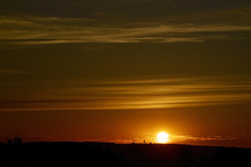 Summer sunset on the background of light cirrus clouds